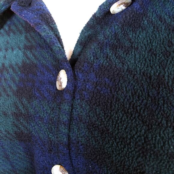 Vintage 90s Mountain Lake II Fleece Button Down Shirt Jacket 1X Blackwatch Plaid - Picture 5 of 9